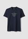 Blaues Regular-Fit T-Shirt aus reiner Baumwolle mit Frontprint_4
