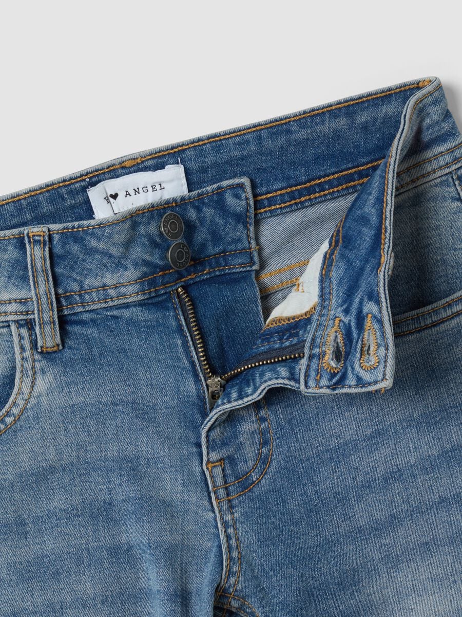 Blue stretch cotton flare jeans_5