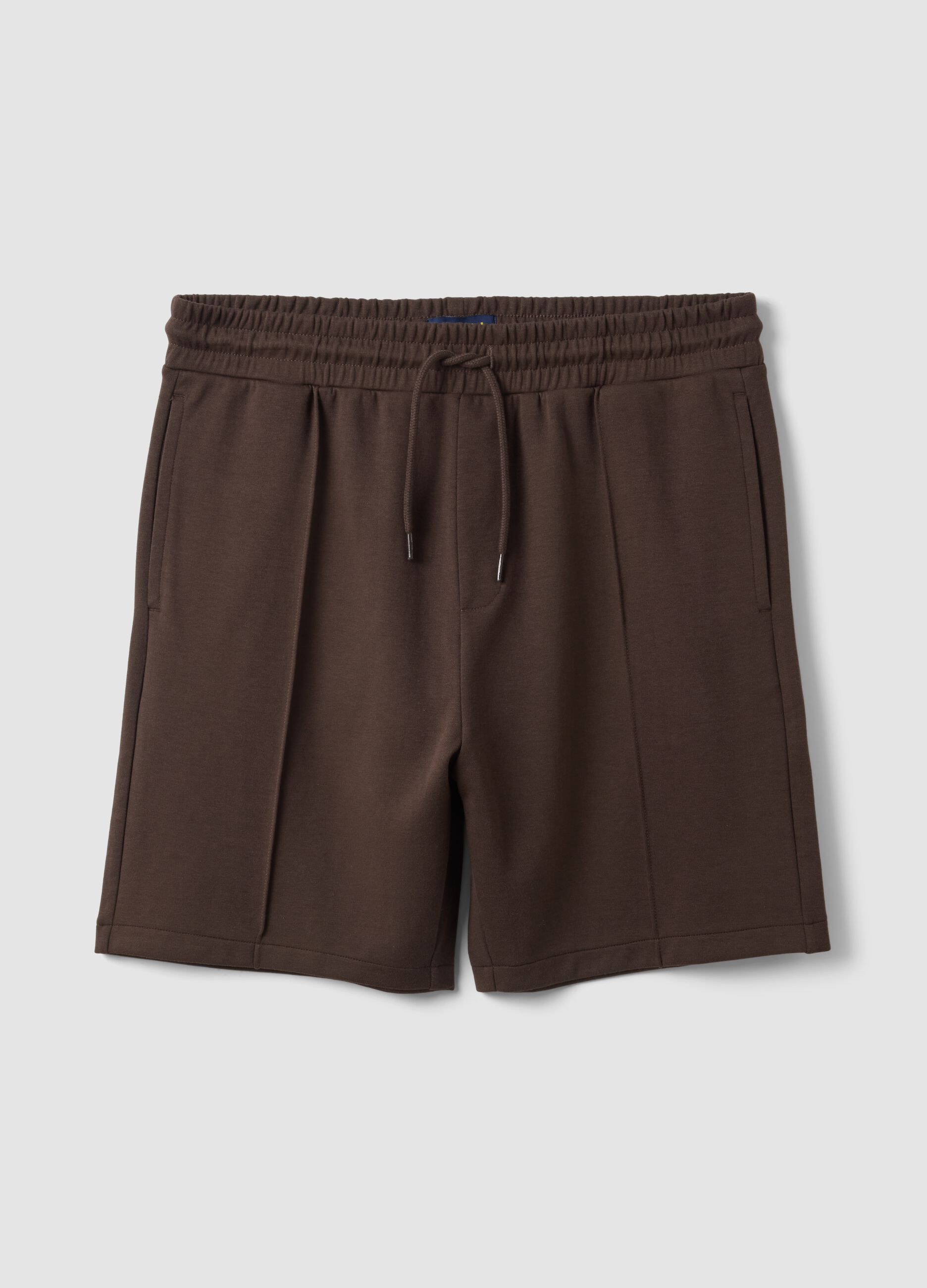 Braune Regular-Fit-Shorts aus Baumwollmischung mit Tunnelzug