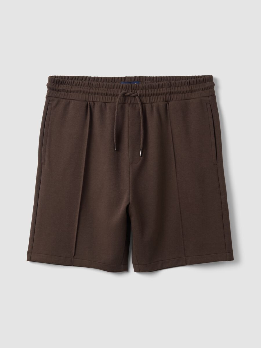 Braune Regular-Fit-Shorts aus Baumwollmischung mit Tunnelzug_4
