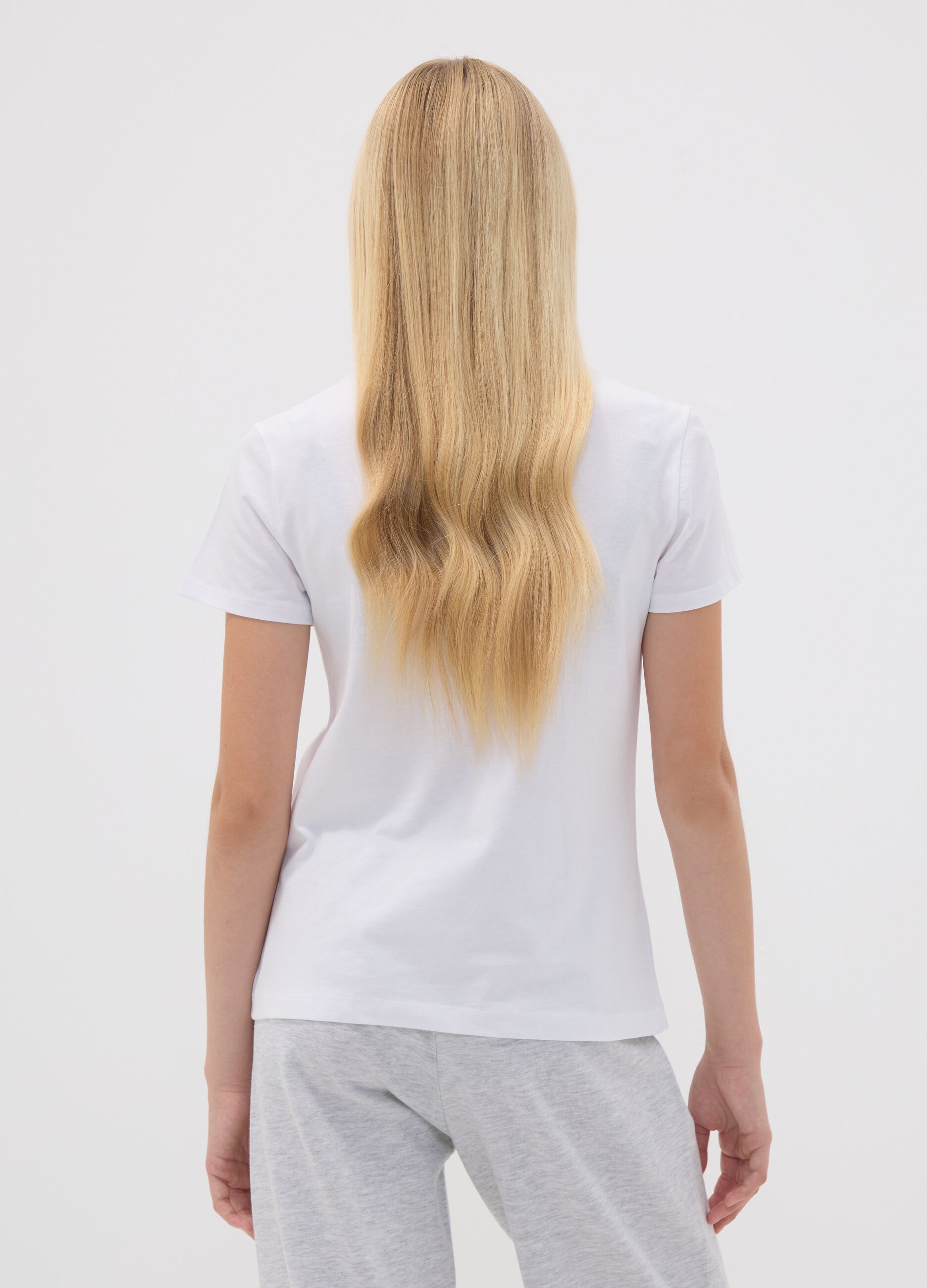 White pure organic cotton T-shirt with graphic for girls