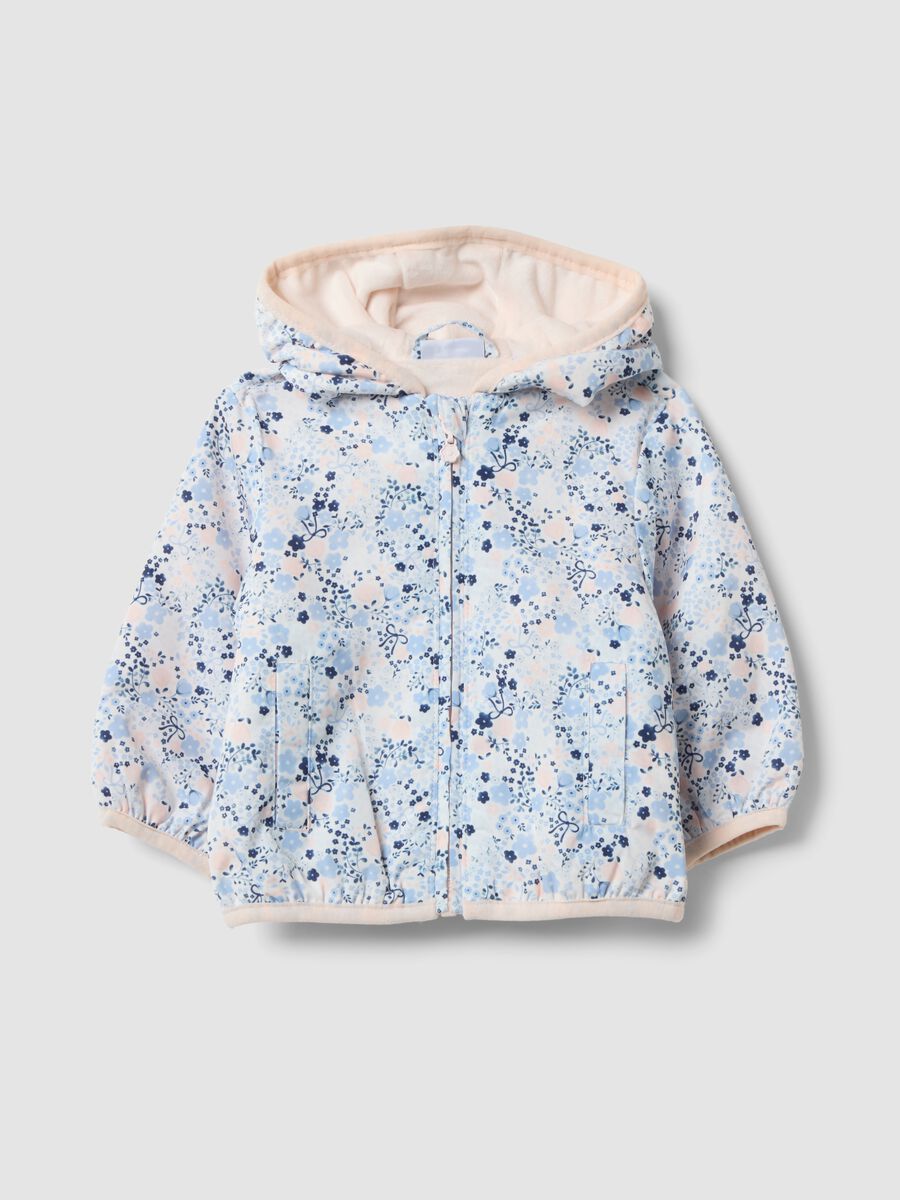 Mehrfarbige Baby-M&auml;dchen-Jacke mit Kapuze und Blumenmuster_0