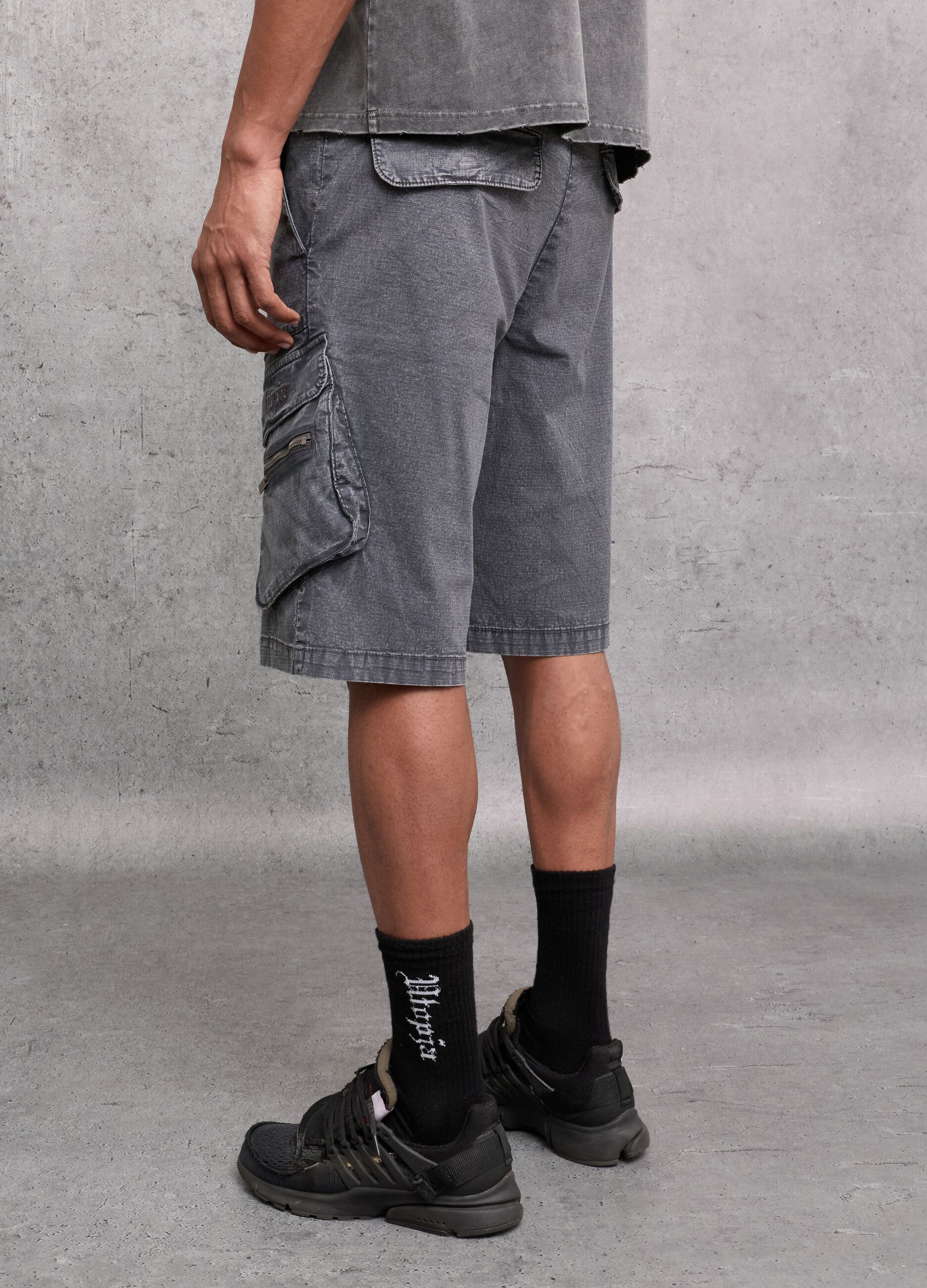 Washed Grey Cargo Shorts