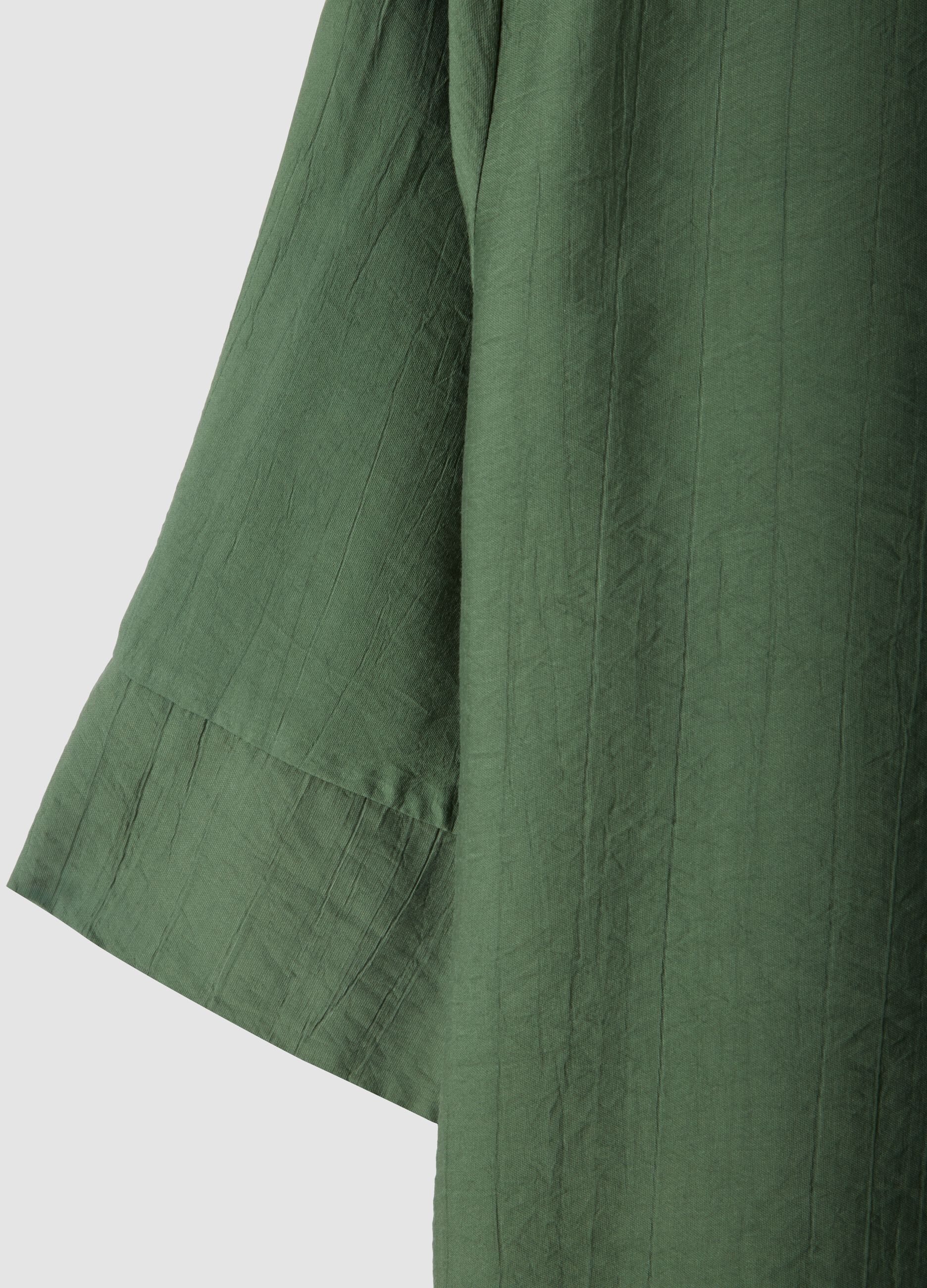 Green viscose-blend regular-fit blouse with Mandarin collar