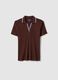 Short-sleeve brown pure cotton polo shirt regular fit_4
