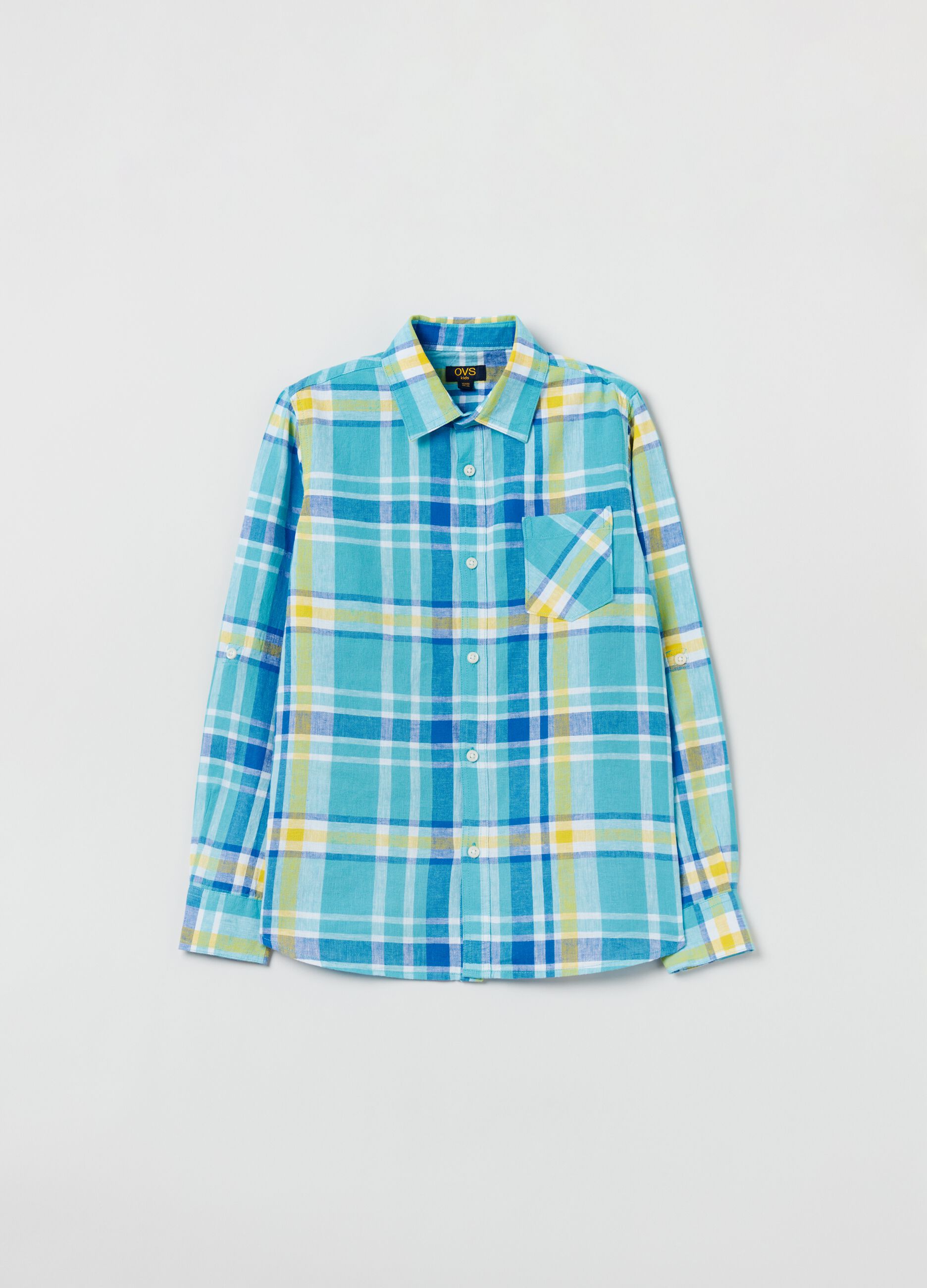 Check shirt in linen and cotton_0