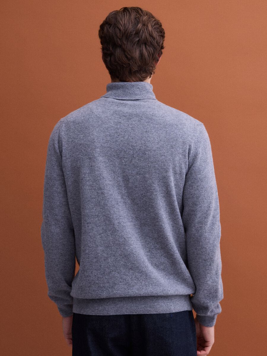 Grey marl pure wool roll-neck jumper, regular fit_3