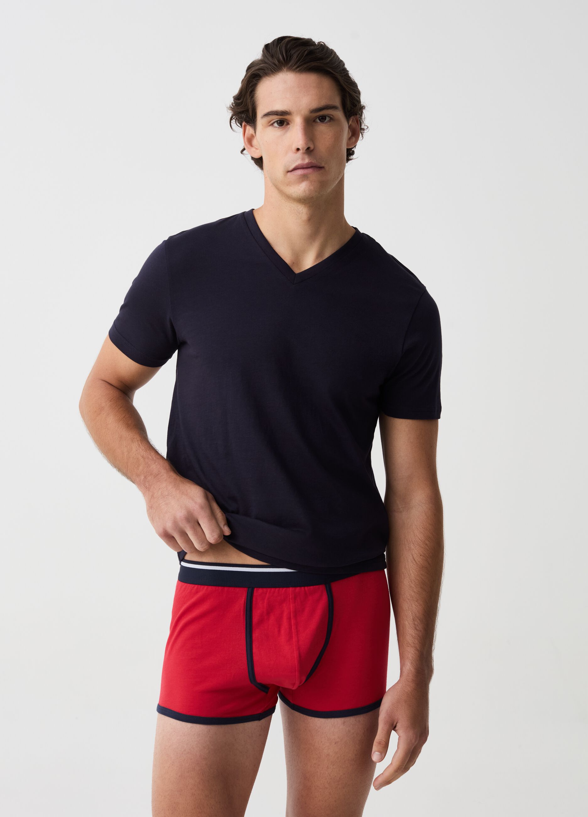 Three-pack boxer shorts with contrasting piping