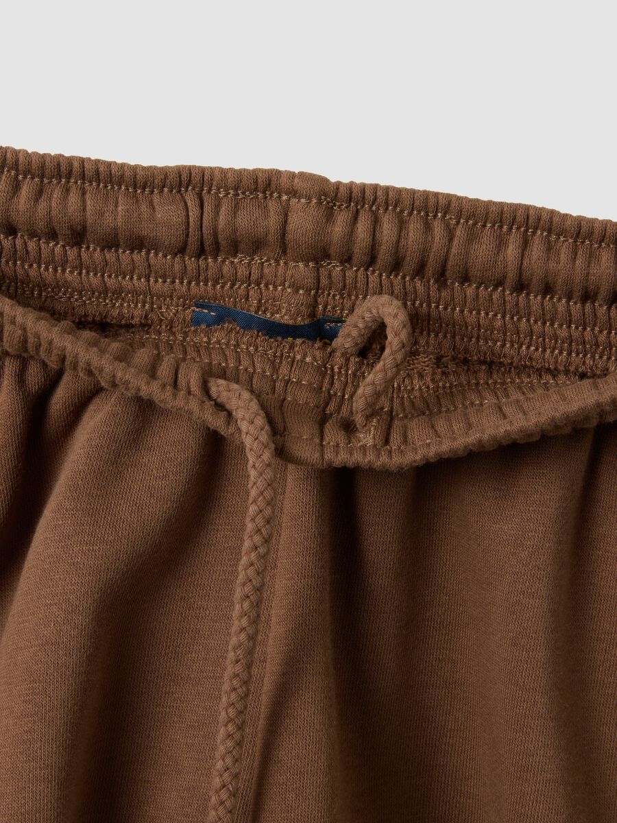 Bermudas marrones de mezcla de algod&oacute;n con cintura el&aacute;stica_1