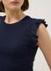 Slim fit blue pure cotton T-shirt with ruffles_3