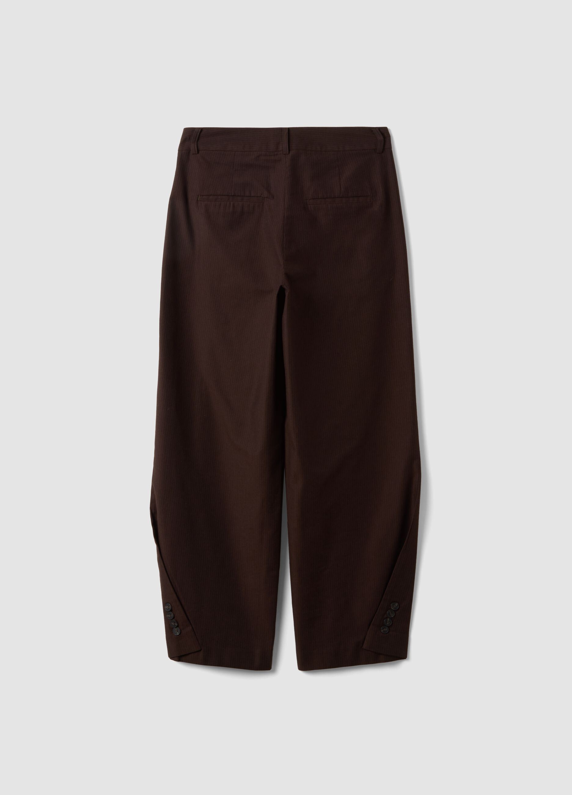 Brown pure cotton barrel-fit trousers