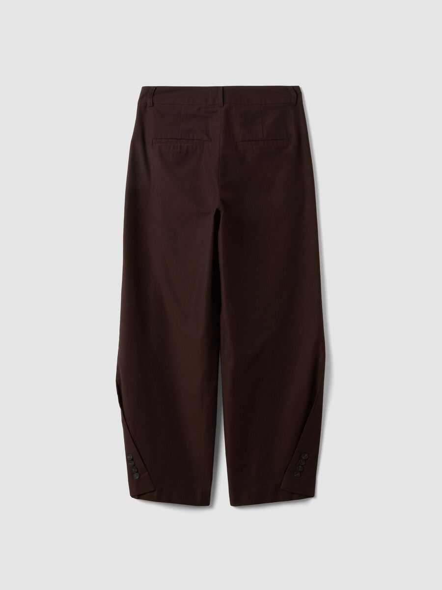 Brown pure cotton barrel-fit trousers_6