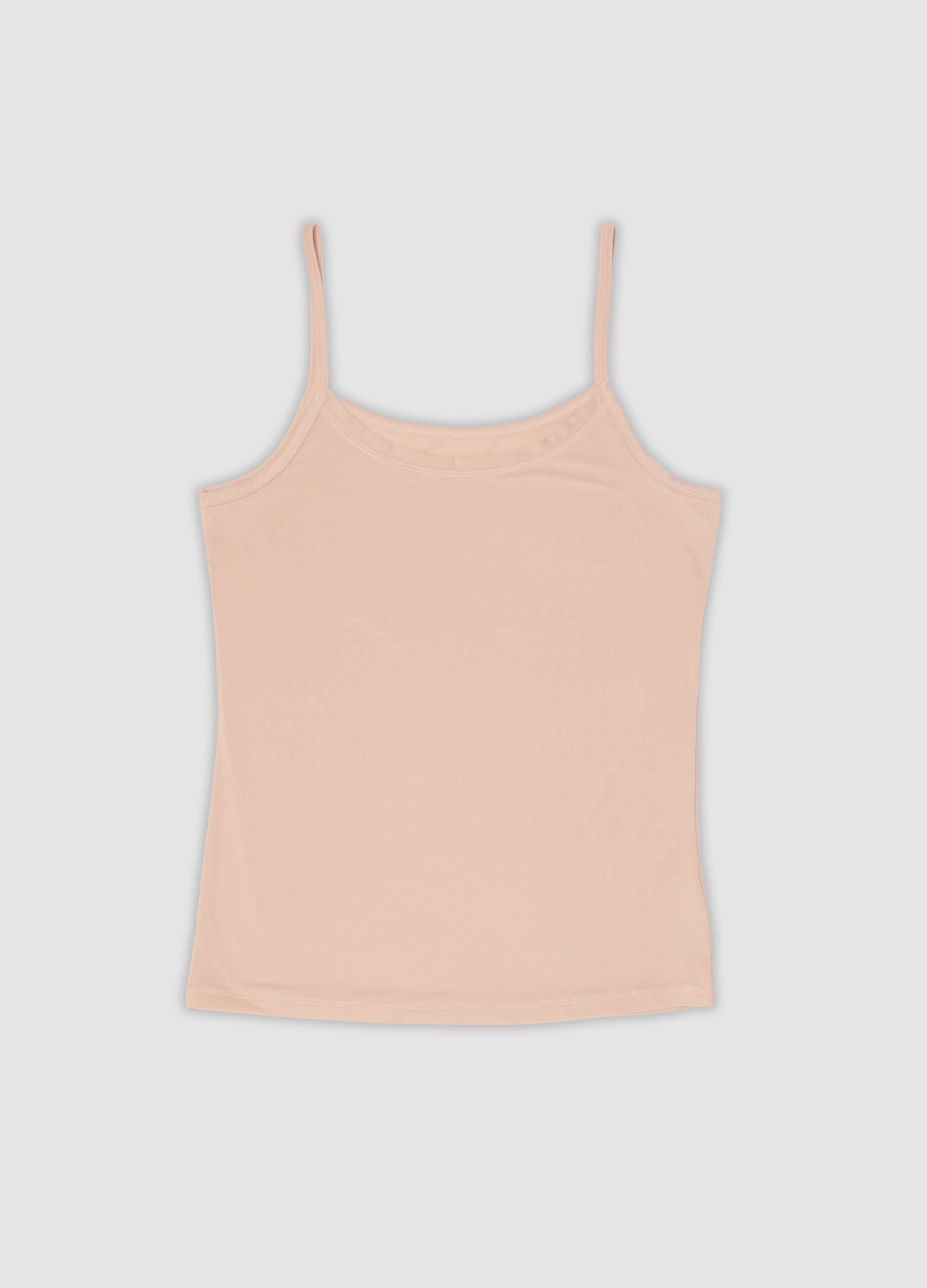 Beige stretchy crew-neck vest top