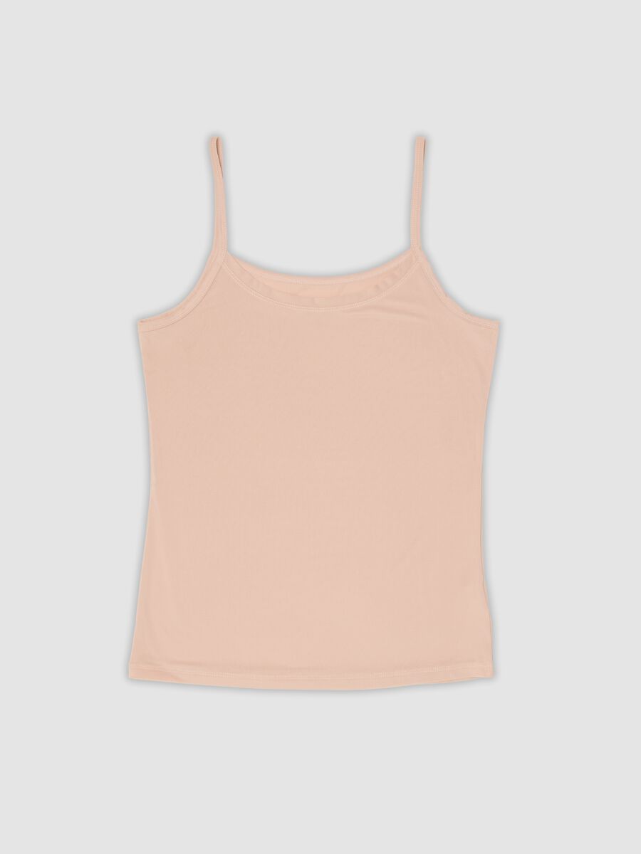 Beige stretchy crew-neck vest top_0