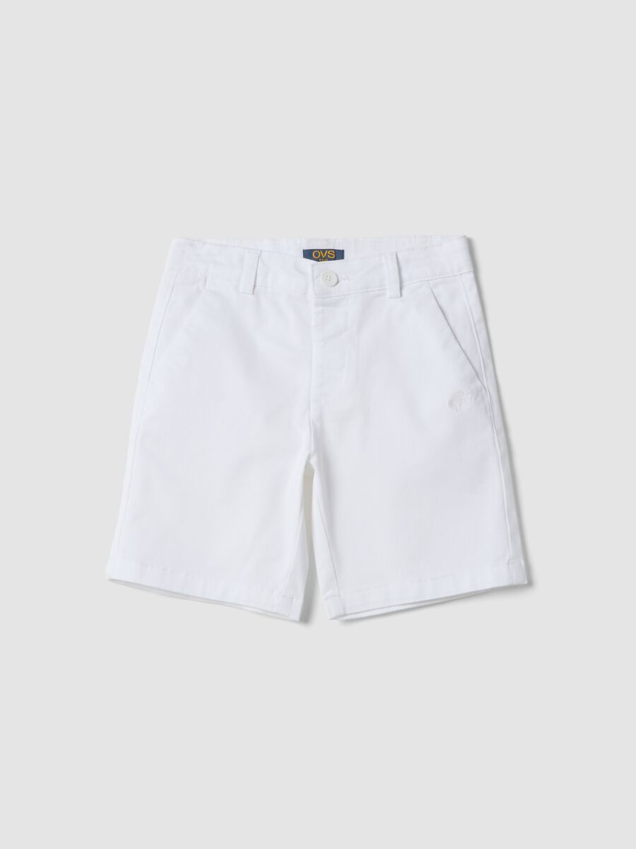 Boys&rsquo; white stretch-cotton chino shorts, regular fit_0