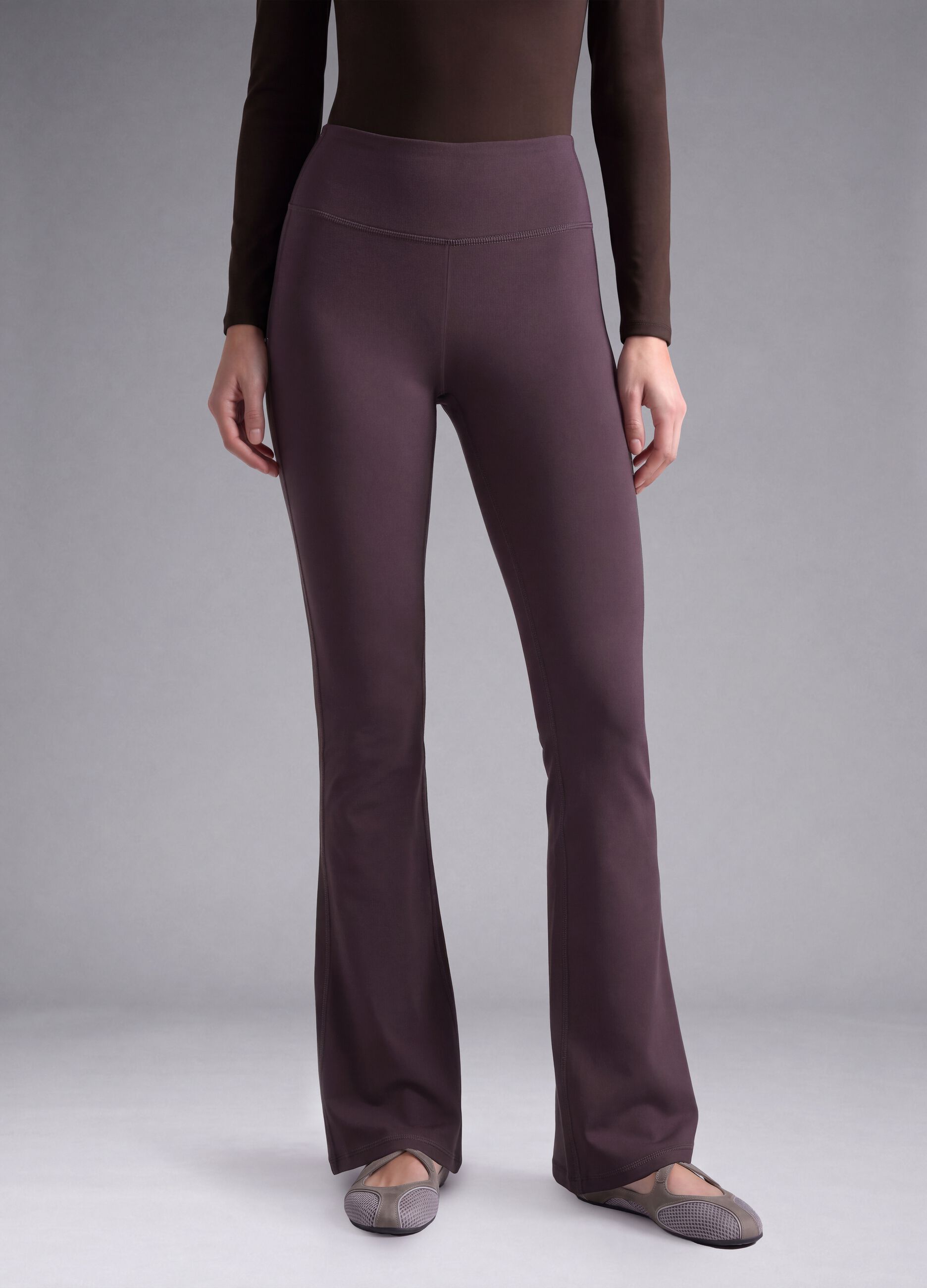 Purple Flared Leggings in Stretch Fabric