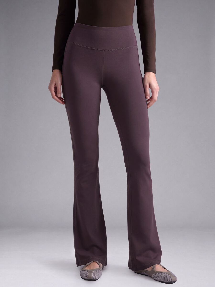 Purple Flared Leggings in Stretch Fabric_2