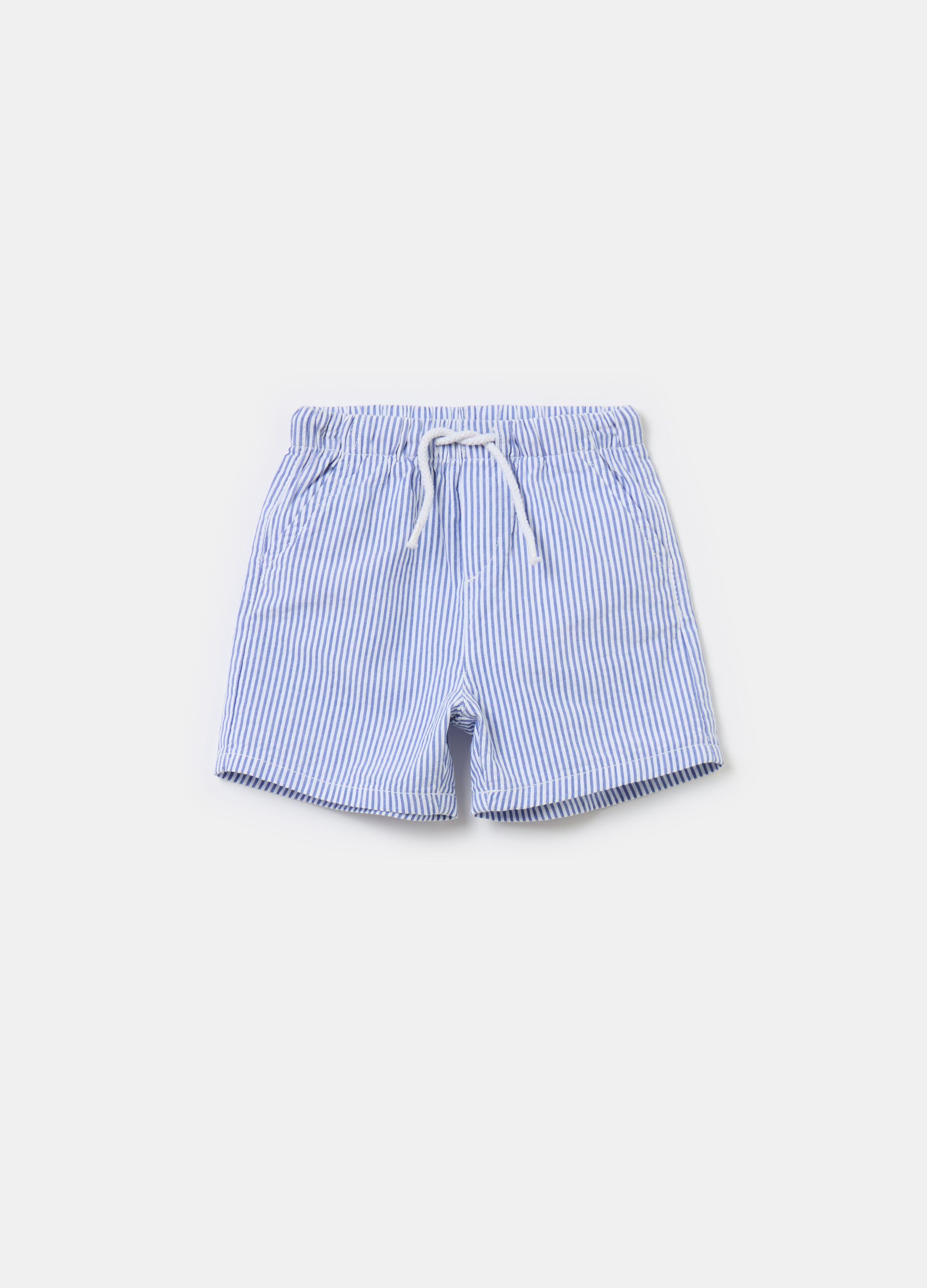Shorts in cotone a righe con coulisse