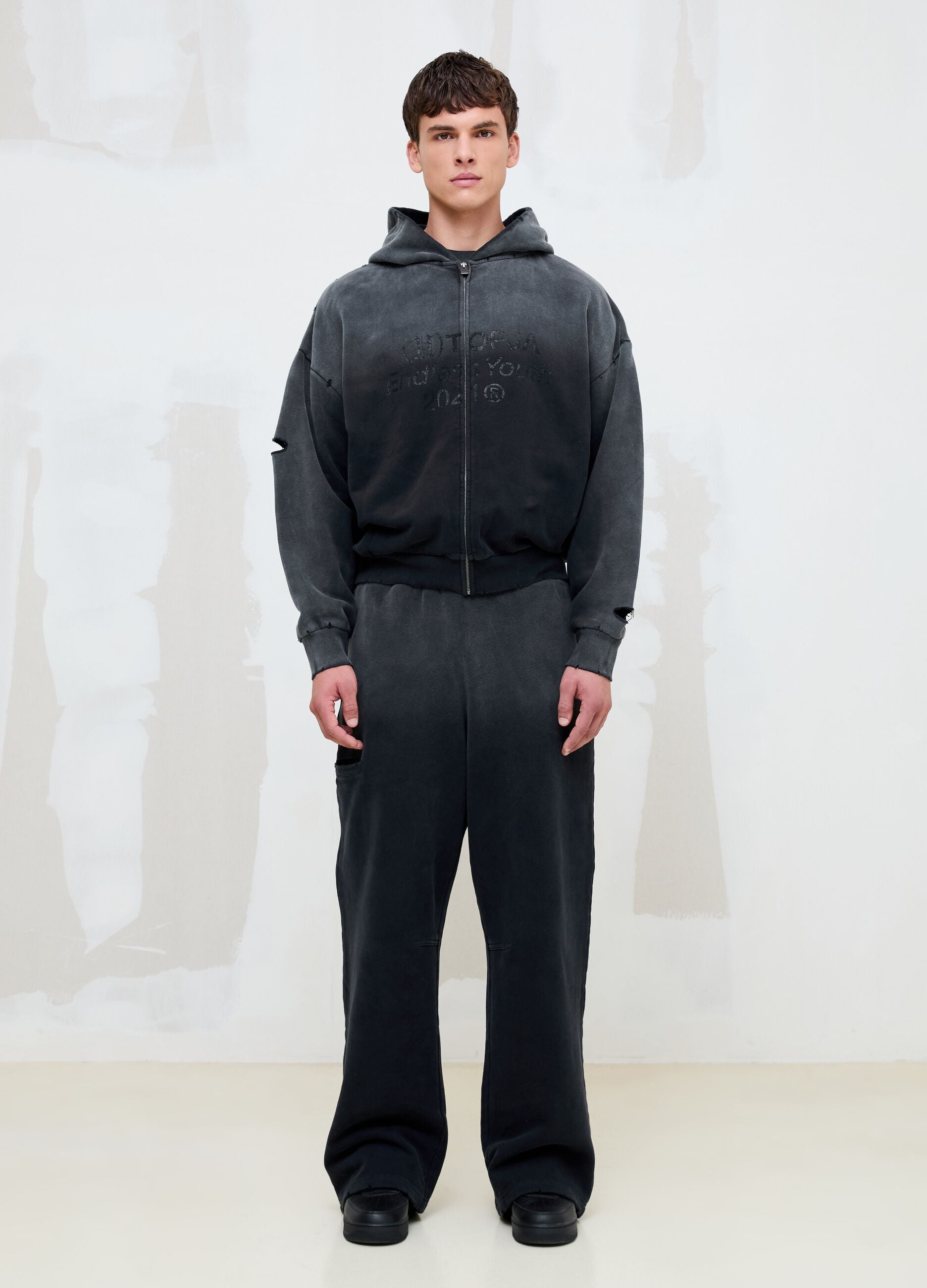 Full-zip Hoodie Sunfaded Black