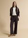 Brown flared formal trousers in stretch viscose_0