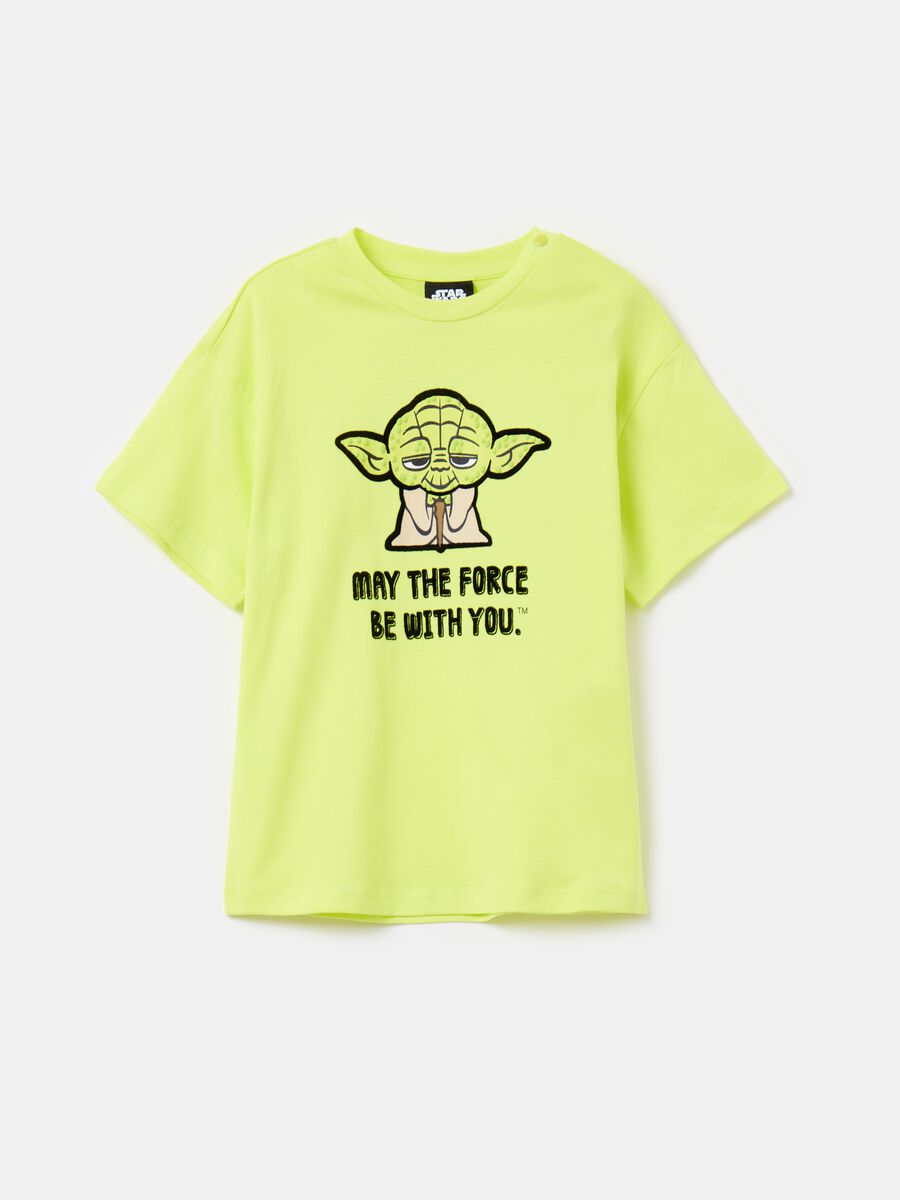 Cotton T-shirt with Yoda print_0