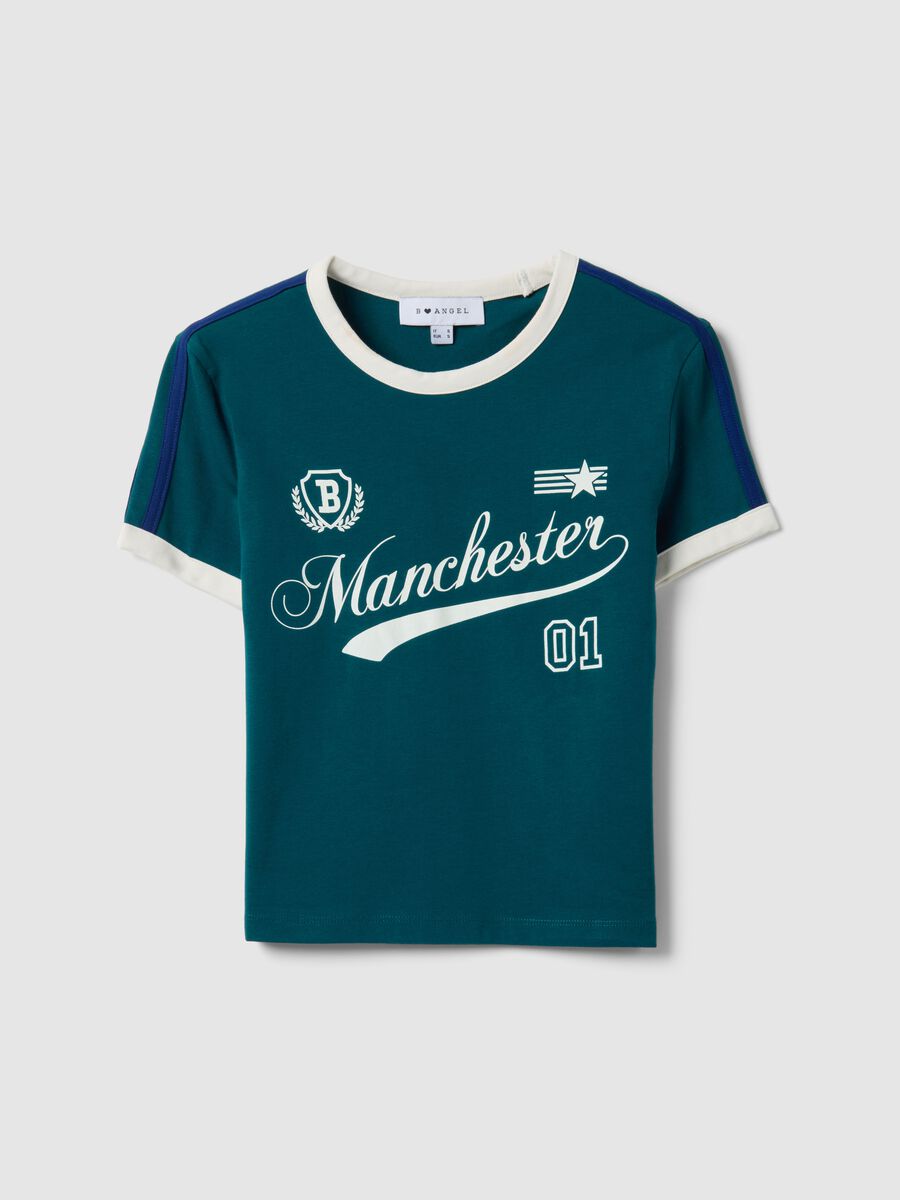 Gr&uuml;ne Slim Fit T-Shirt aus elastischer Baumwolle mit Druck_4