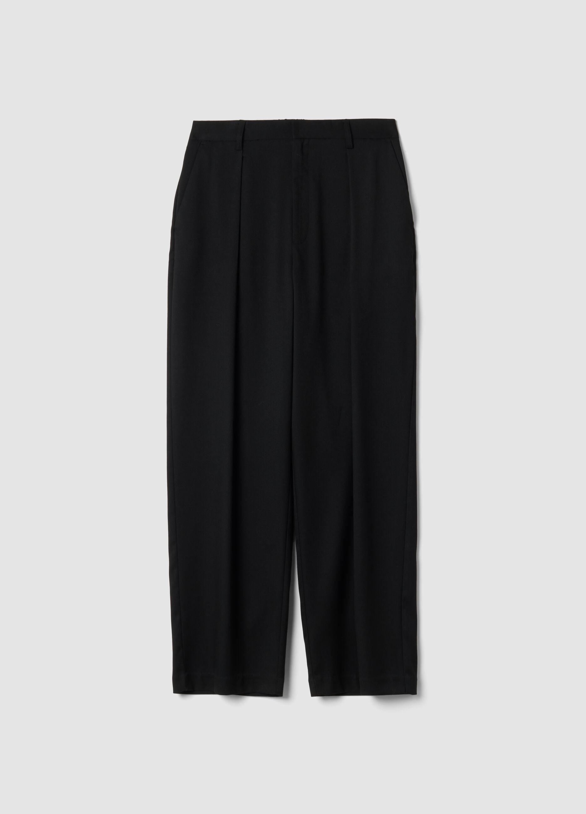 Pantaloni neri in viscosa elasticizzata over fit