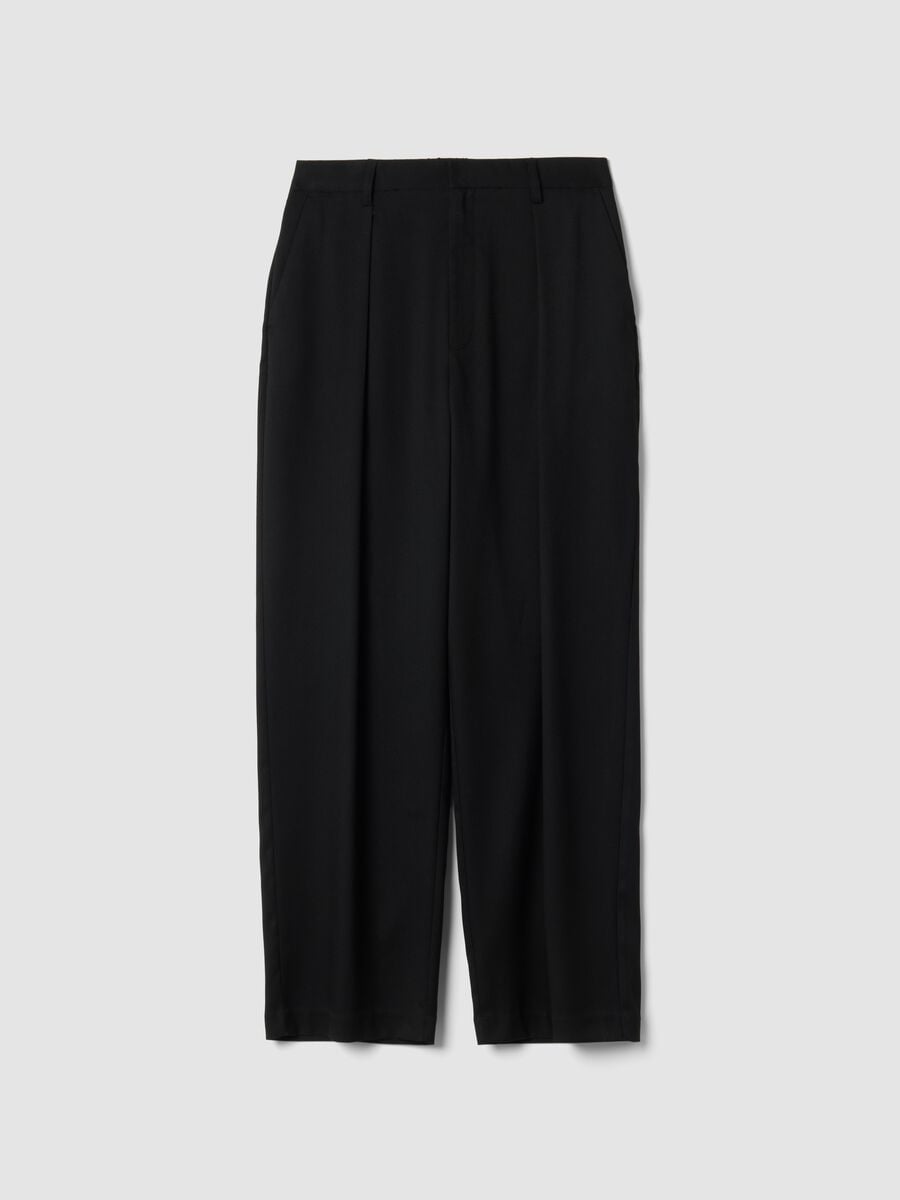 Pantaloni neri in viscosa elasticizzata over fit_0