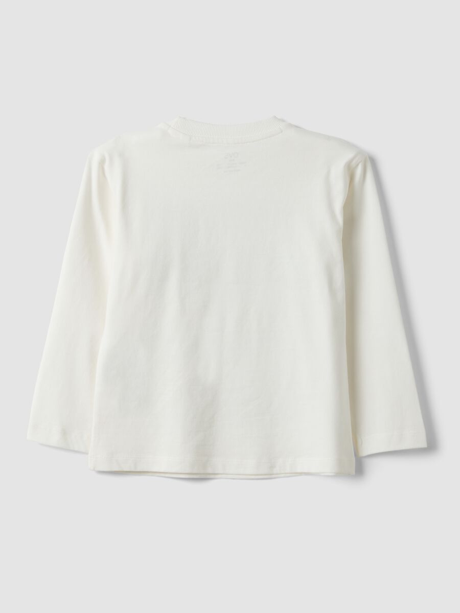 White pure cotton crew-neck T-shirt with gaming print_1