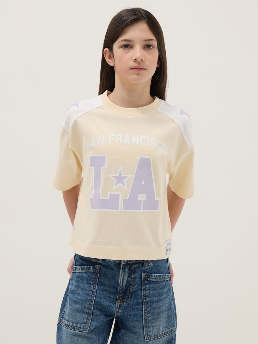 Oversized multicolour pure cotton girl&rsquo;s t-shirt with prints_0