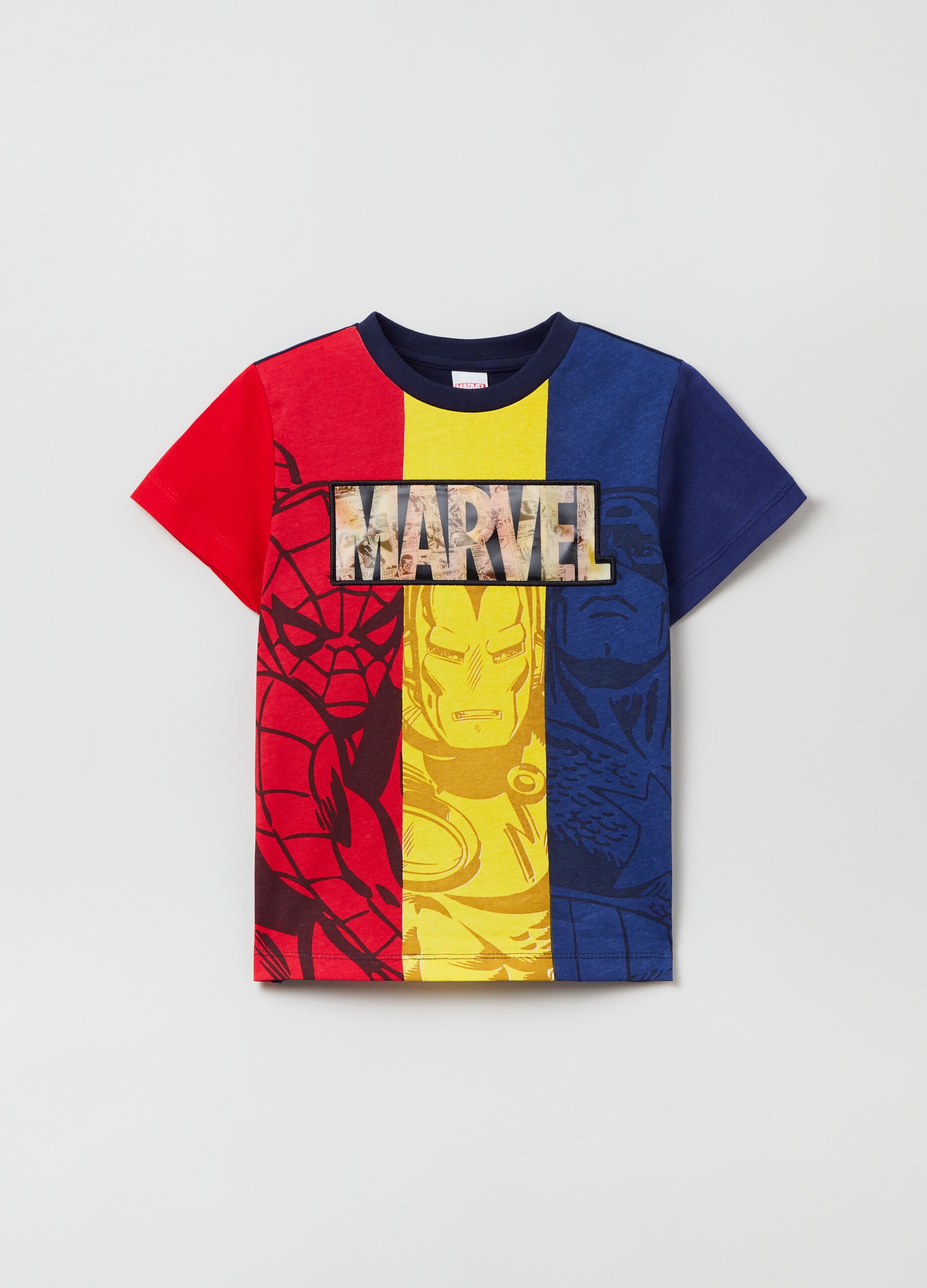Camiseta de algodón estampado superhéroes de Marvel