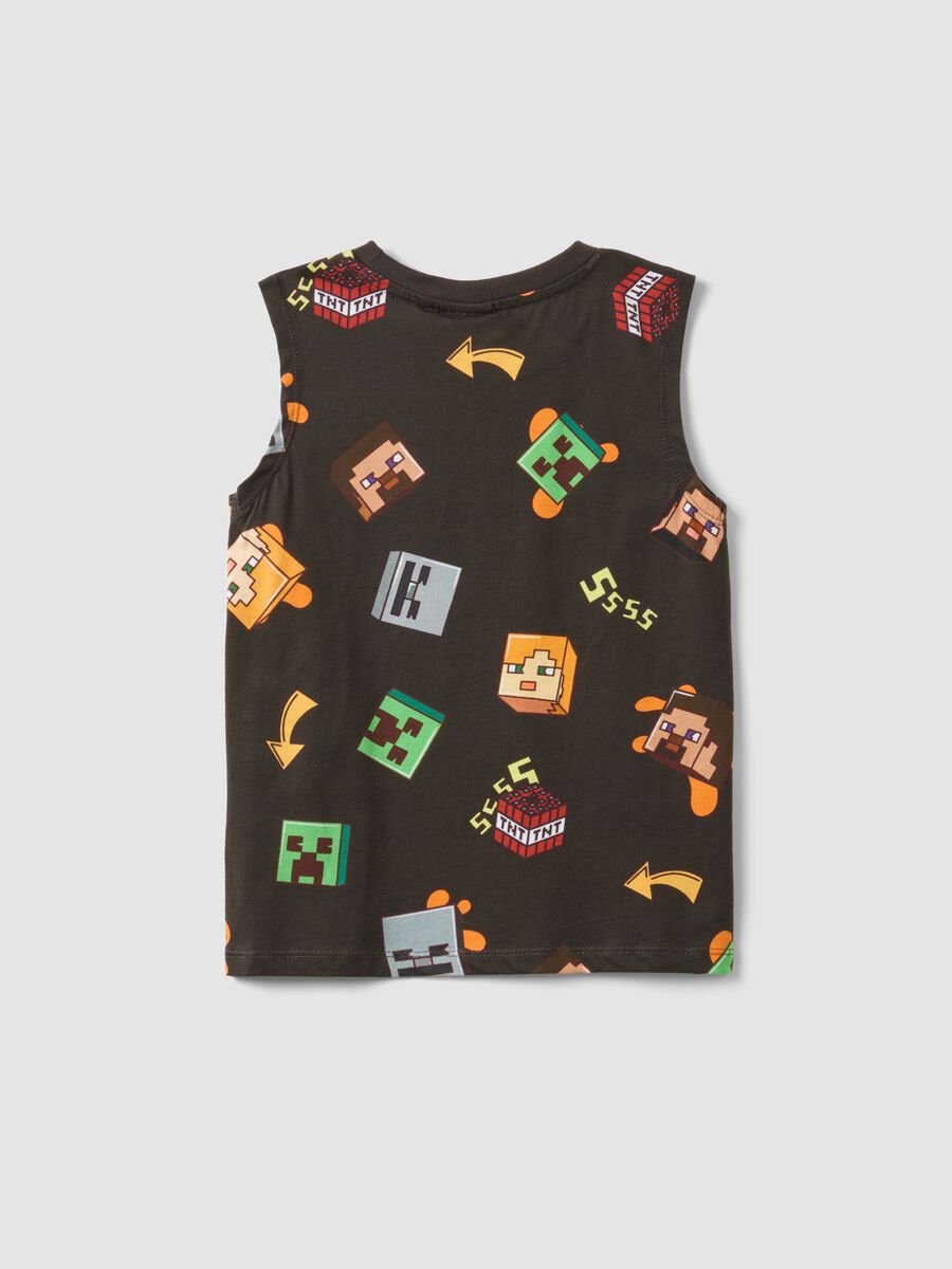 D&eacute;bardeur noir enfant en pur coton avec imprim&eacute;s Minecraft_1