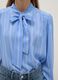 Light blue pure viscose shirt with bow and striped pattern_3