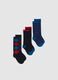 Multicolour stripe long socks tripack for children in cotton blend_0