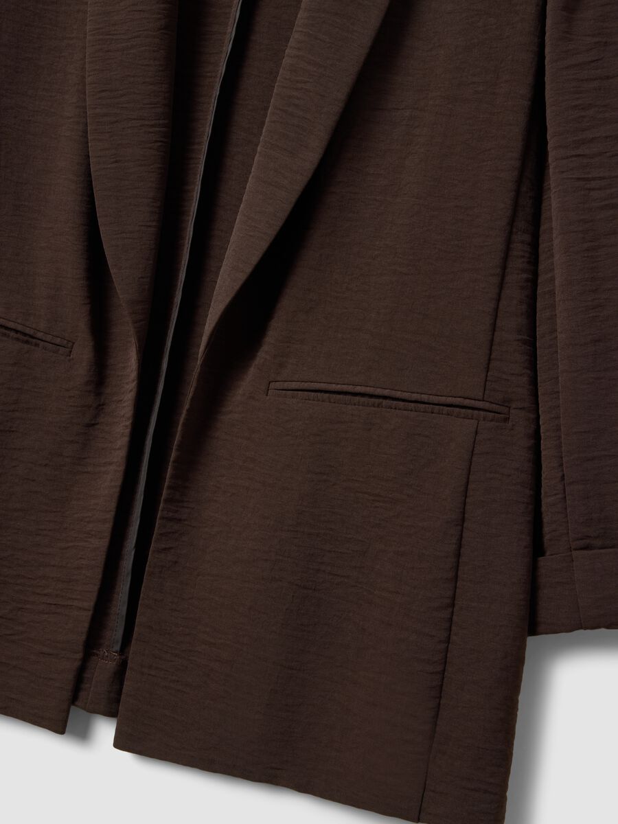 Brown buttonless regular-fit blazer_5