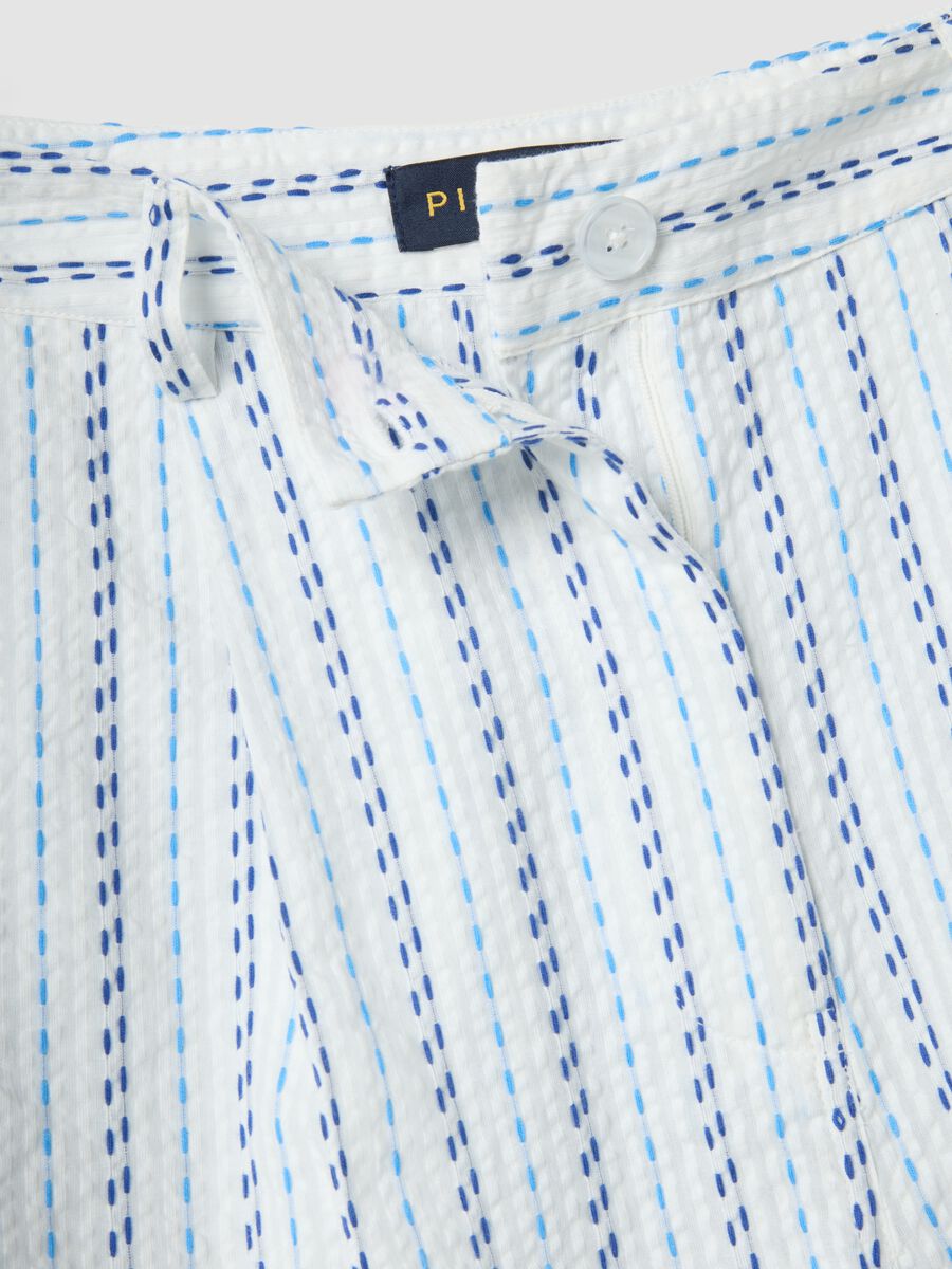 White pure cotton striped shorts_1