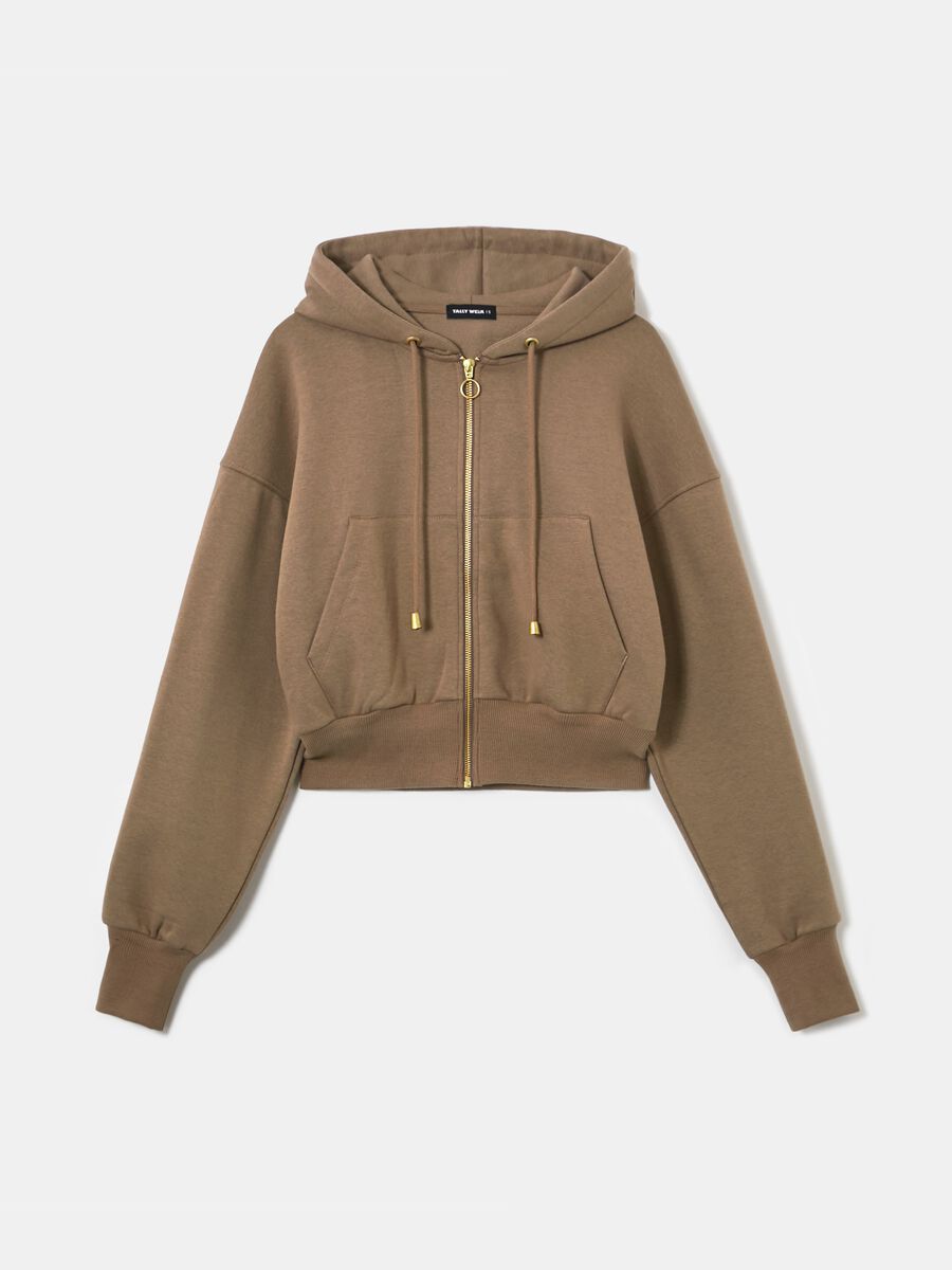 Crop sweatshirt with hood and zip_3