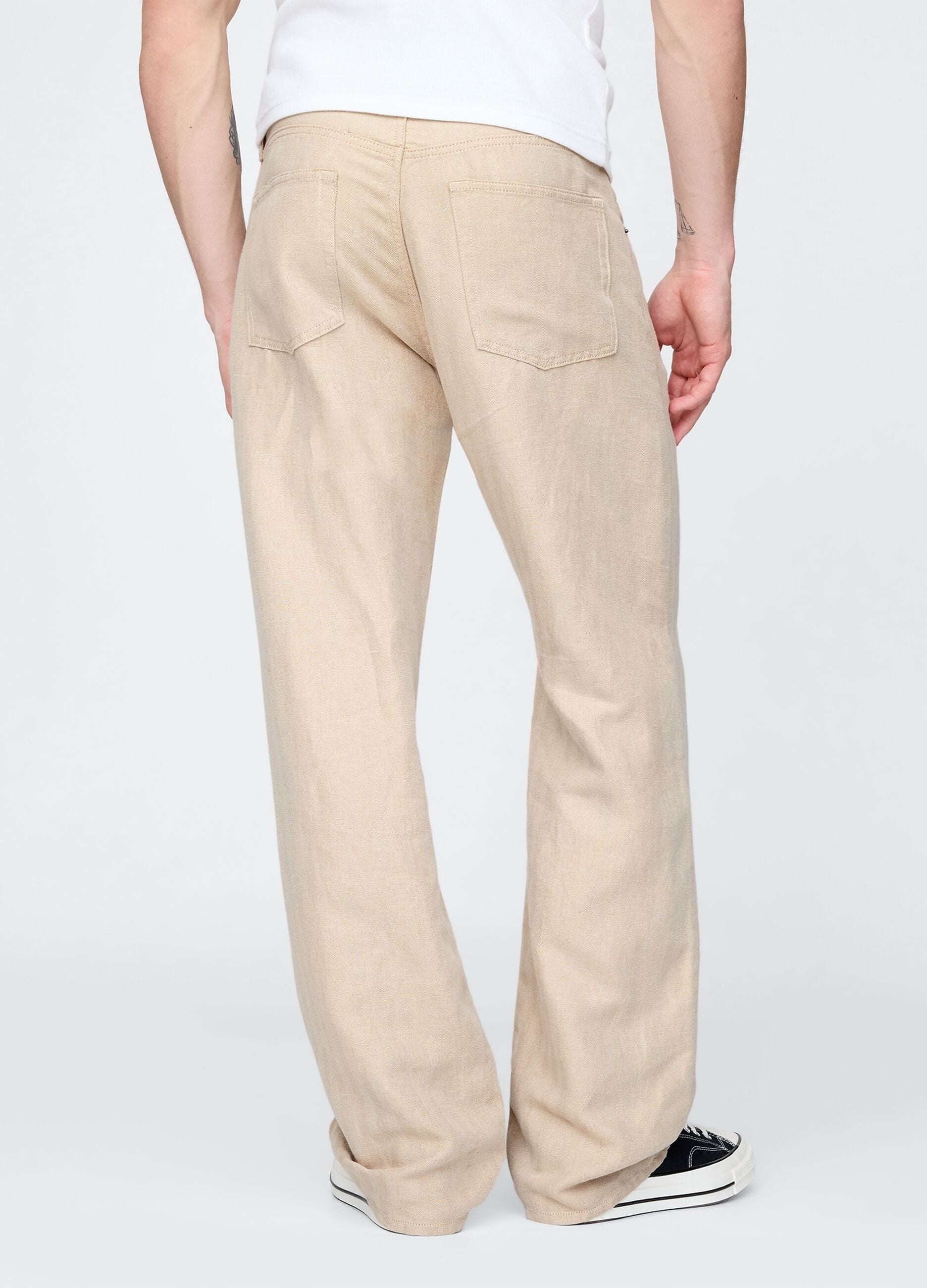 Weite beige Leinenhosen