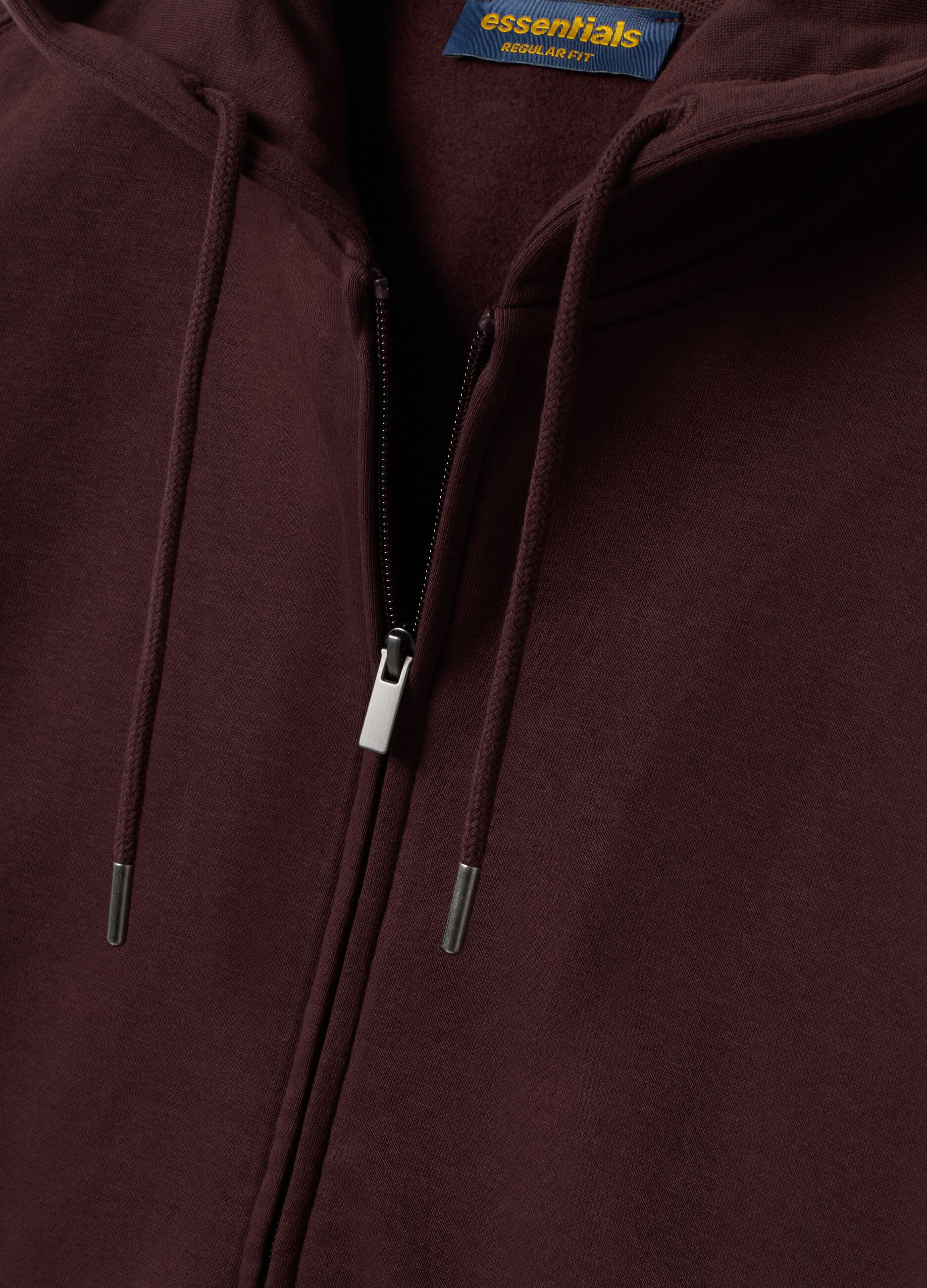 Brown cotton-blend hoodie sweatshirt with crew neck