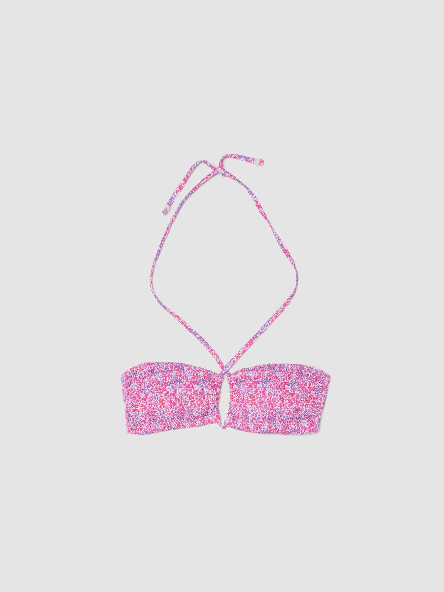 Pink bandeau bikini top in stretch fabric_4