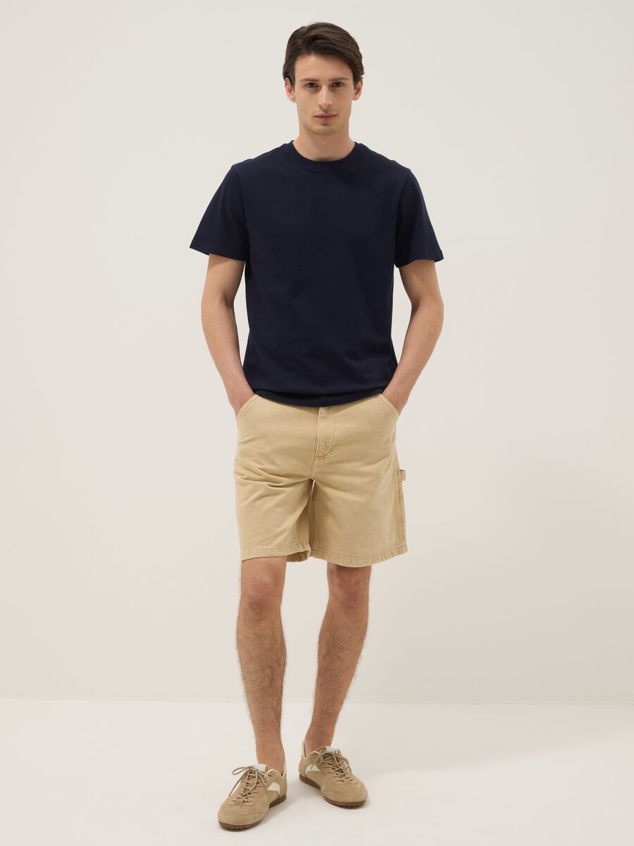 Beige Bermudashorts aus reiner Baumwolle_0
