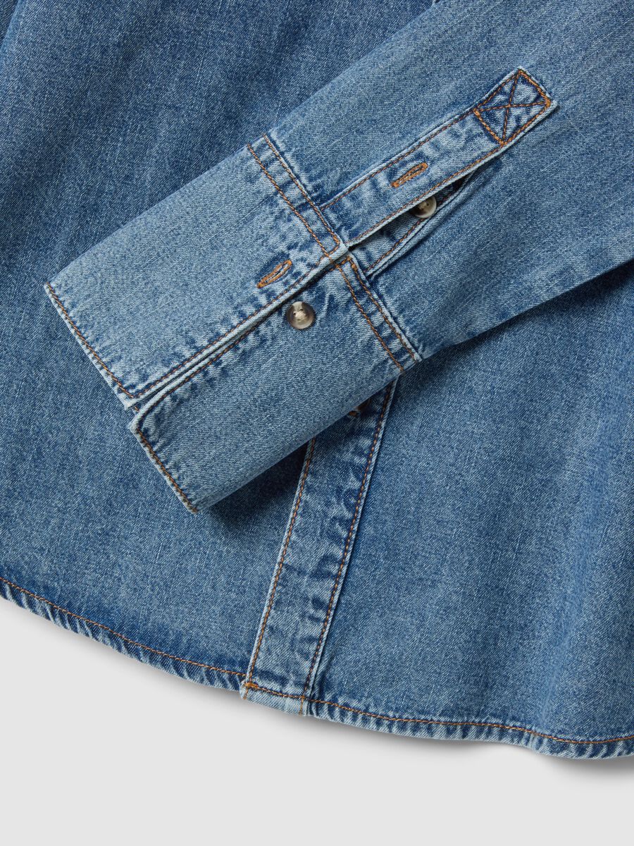 Blue Denim Long Sleeve Shirt in Pure Cotton Regular Fit_5