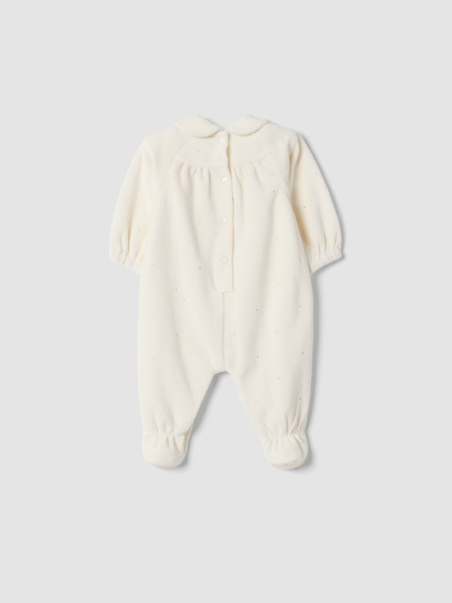 Tutina bianco sporco in misto cotone organico con piedini_1
