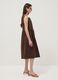 Brown pure cotton midi dress, oversized fit_1