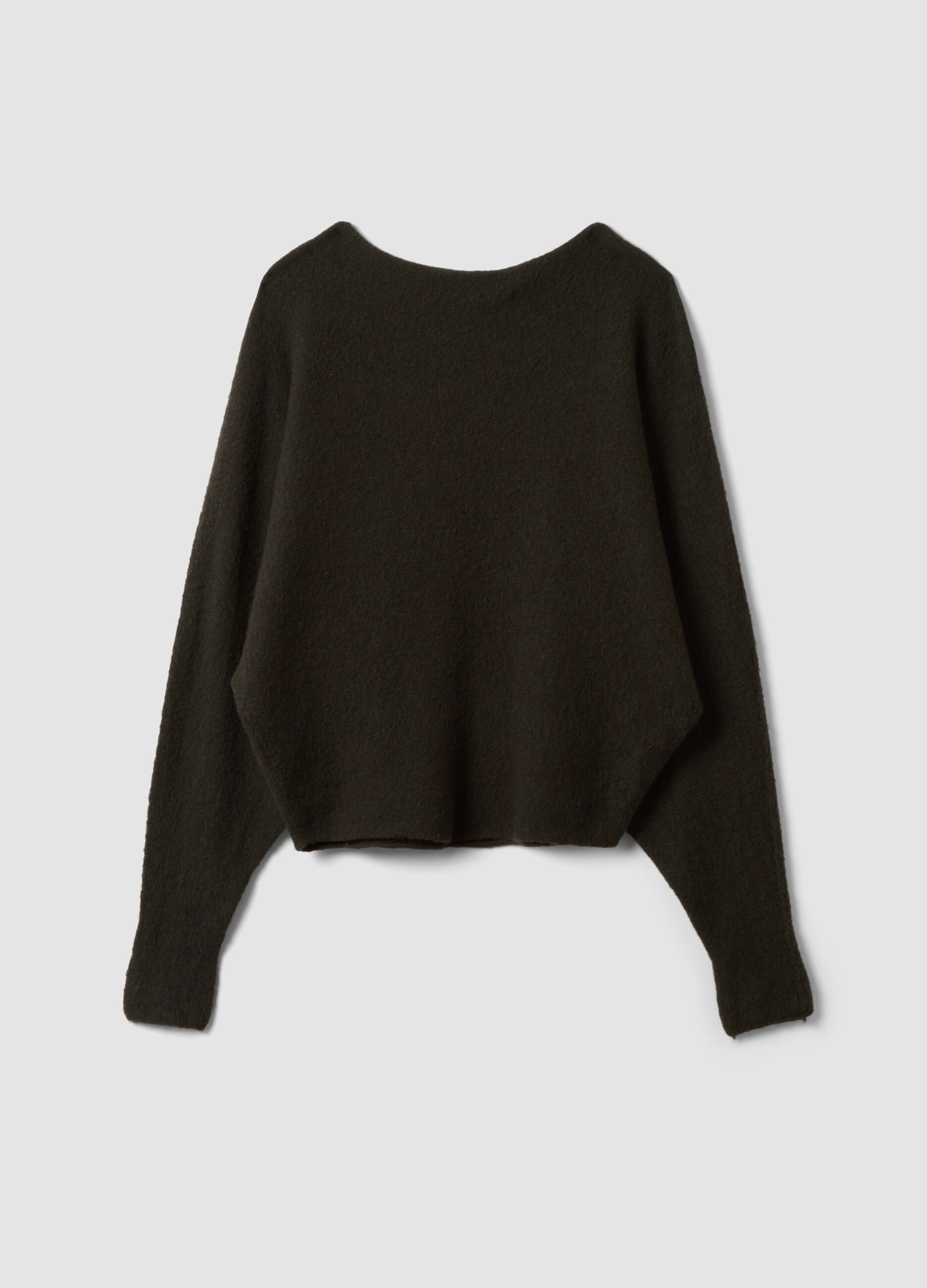 Army green regular-fit top with wide neckline