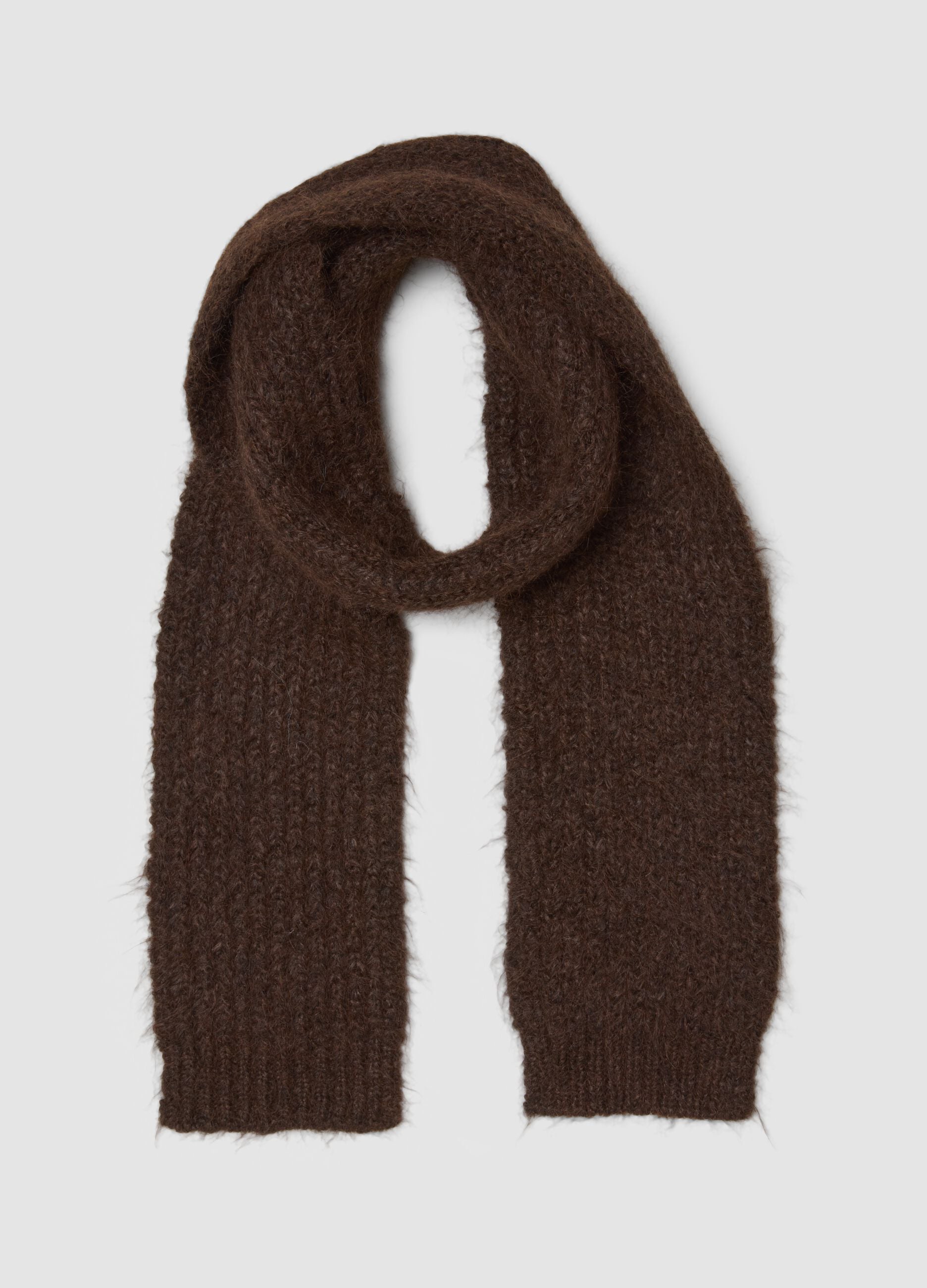 Brown Stretch Wool Scarf