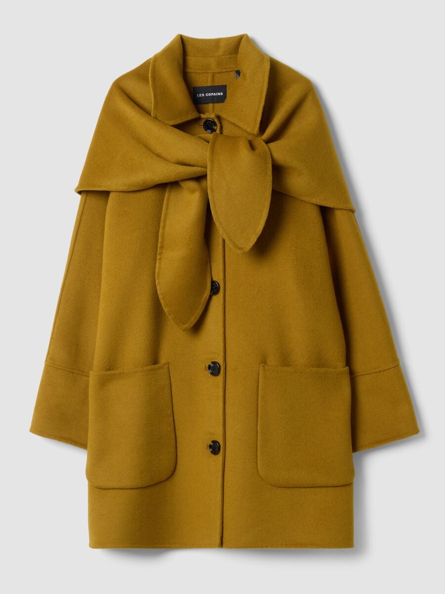 Yellow wool-blend coat with button fastening_4