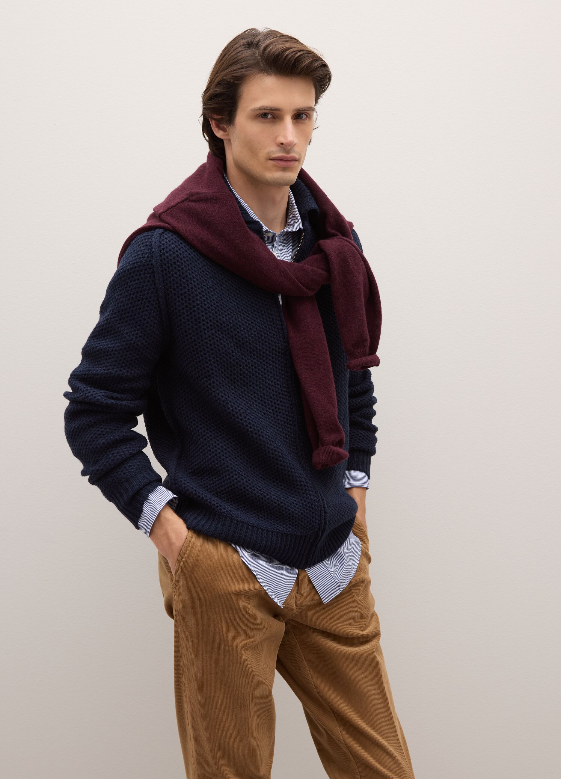 Blauer Regular-Fit-Cardigan mit Reißverschluss