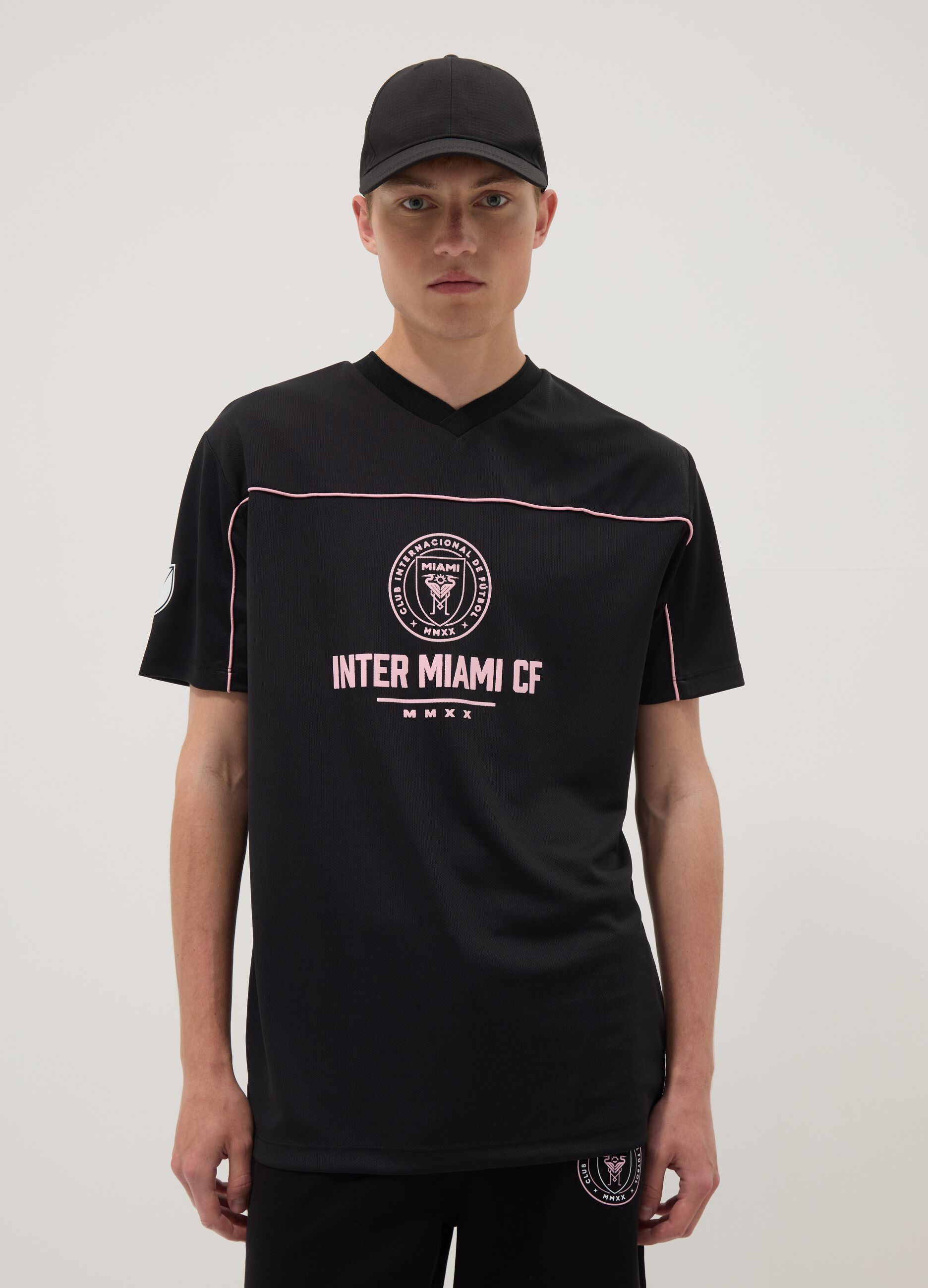 Black pure cotton Inter Miami CF regular-fit T-shirt