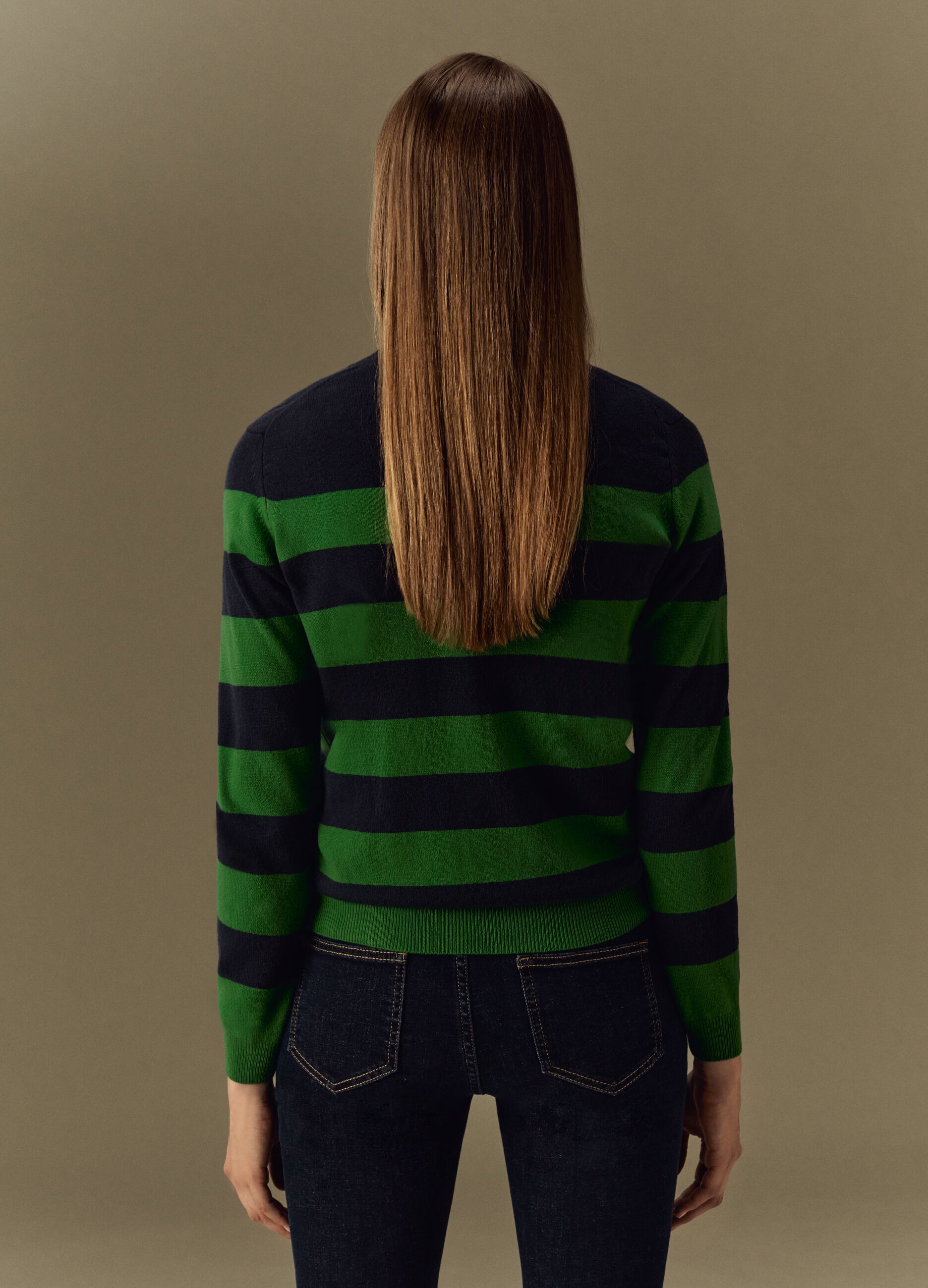 Striped pullover in wool and cashmere